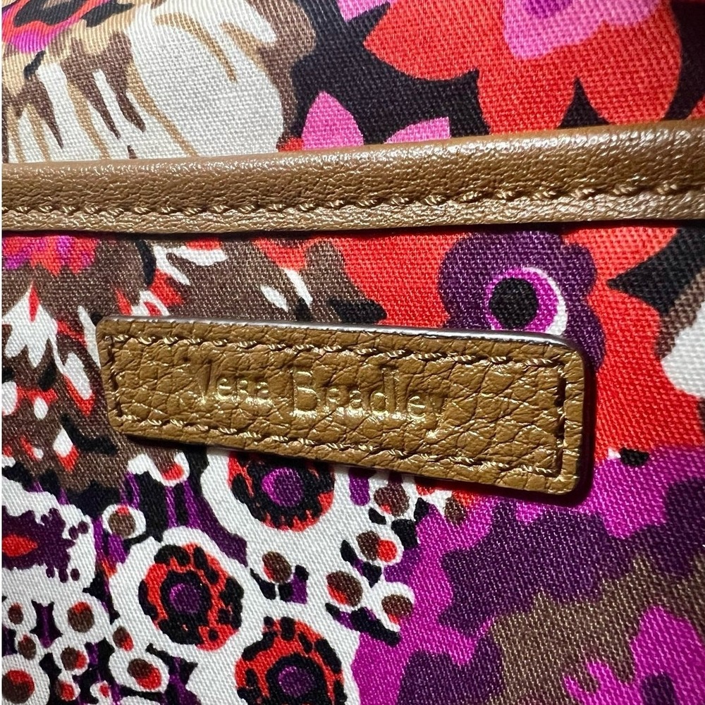 Vera Bradley Lydia Crossbody Purse Womens Cognac Brown Quilted Leather Excellent - Picture 10 of 11